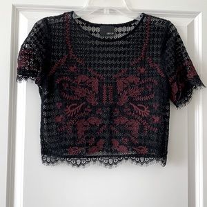 Lace crop top with embroidery